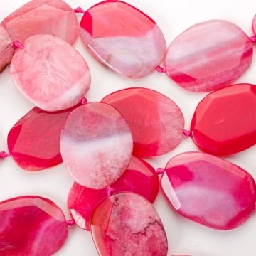 Agat plastry fasetowane spękane fuksja 55x41mm