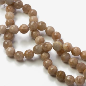Kamień słoneczny kulki fasetowane beżowe 10mm