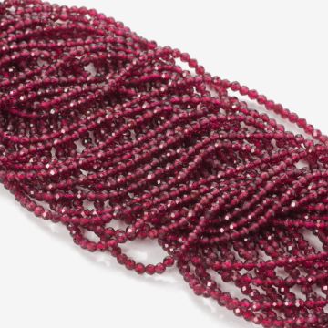Granat kulka fasetowana 2,5mm - na sznurze