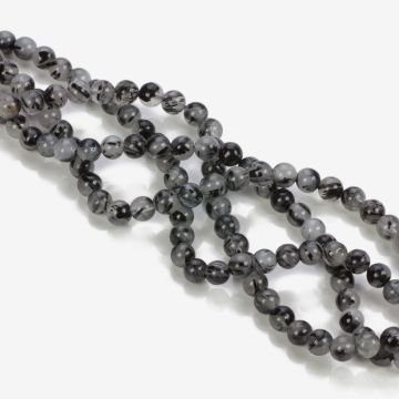 Kwarc z czarnym turmalinem kulka gładka 7mm