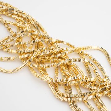 Hematyt kostka płaska light gold 3x3mm