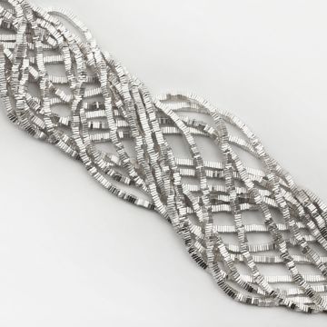 Hematyt kostka płaska light silver satine 3x3mm