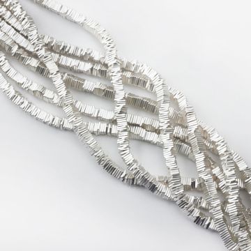 Hematyt kostka płaska light silver satine 6x6mm