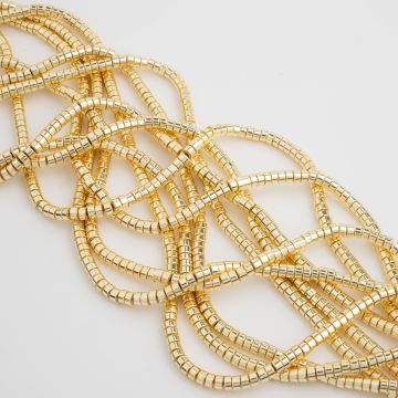 Hematyt krążek płaski light gold 4x2mm - na sznurze Hematyt krążek płaski light gold 4x2mm - na sznurze