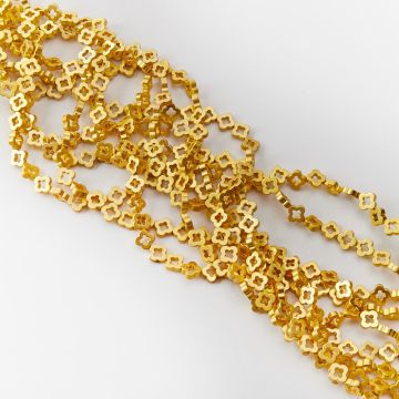 Hematyt przekładka koniczyna marokańska wycięta light gold mat 8mm