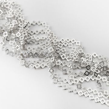 Hematyt przekładka koniczyna marokańska wycięta light silver mat 8mm