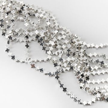 Hematyt przekładka krzyż równoramienny light silver 6mm
