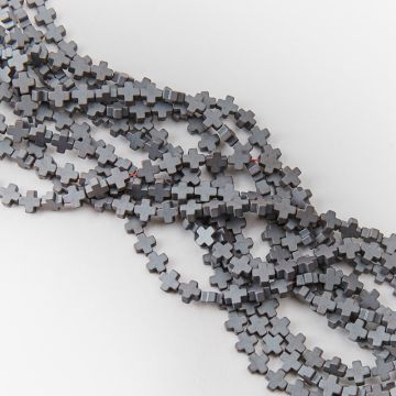 Hematyt przekładka krzyż równoramienny natural mat 6mm