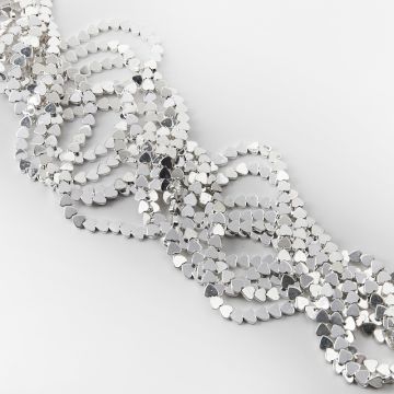 Hematyt przekładka serce płaskie light silver 5,5mm