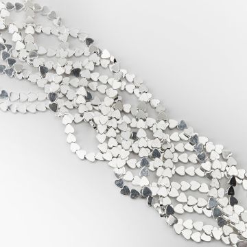 Hematyt przekładka serce płaskie light silver 8mm