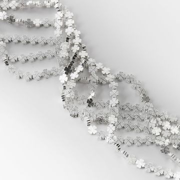 Hematyt przekładka czterolistna koniczyna ozdobna light silver 8mm