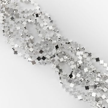 Hematyt przekładka koniczyna marokańska ozdobna light silver 8mm