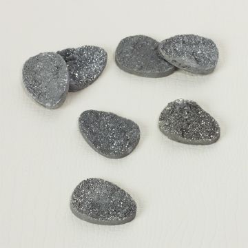 Kwarc tytanowy platerowany druzy łezka srebrna 24x18mm