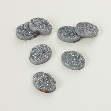 Kwarc tytanowy platerowany druzy owal srebrny 20x15mm