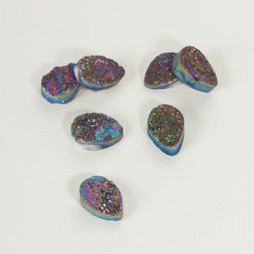 Kwarc tytanowy platerowany druzy łezka vitrail light 18x13mm