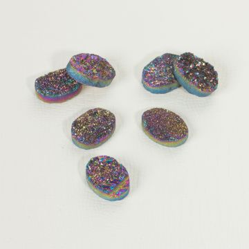 Kwarc tytanowy platerowany druzy owal vitrail light 18x13mm