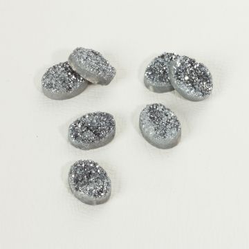 Kwarc tytanowy platerowany druzy owal srebrny 16x12mm
