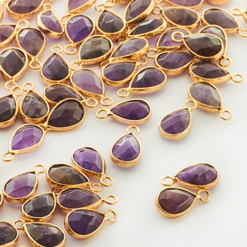 Ametyst łezka fasetowana w okuciu 18mm