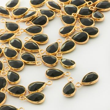 Onyks łezka fasetowana w okuciu 18mm