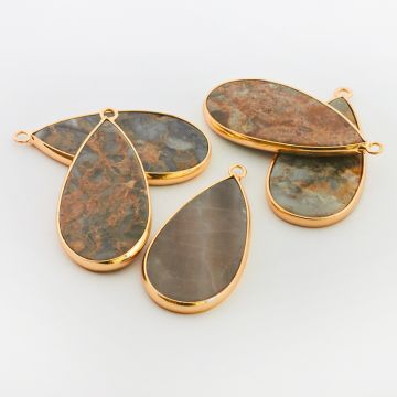 Jaspis łezka gładka w okuciu zawieszka 46mm Jaspis łezka gładka w okuciu zawieszka 46mm