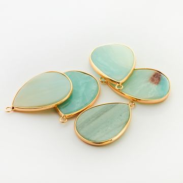 Amazonit łezka gładka w okuciu zawieszka 40mm