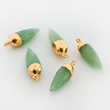 Amazonit zielony grot fasetowany w okuciu zawieszka 27mm Amazonit zielony grot fasetowany w okuciu zawieszka 27mm