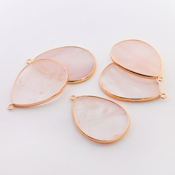 Kryształ górski różowy zawieszka łezka w okuciu złotym 45mm