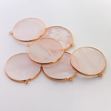 Kryształ górski różowy zawieszka krążek w okuciu 41mm