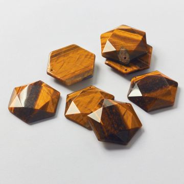 Tygrysie oko zawieszka heksagon fasetowana 31mm