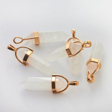 Kryształ górski zawieszka grot w okuciu 40mm