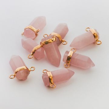 Kryształ górski różowy zawieszka grot w okuciu 21mm