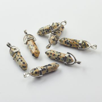 Jaspis dalmatyński zawieszka grot w okuciu 40-44mm