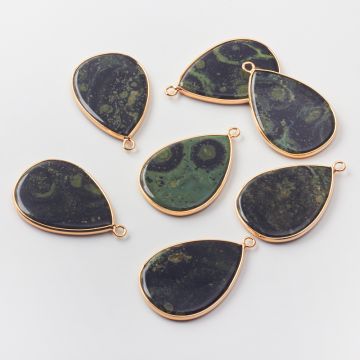 Jaspis kambaba zawieszka płaska łezka w okuciu 40mm