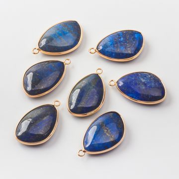 Lapis lazuli zawieszka łezka nieregularna w okuciu 35mm