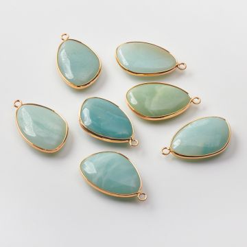 Amazonit zawieszka łezka nieregularna w okuciu 35mm