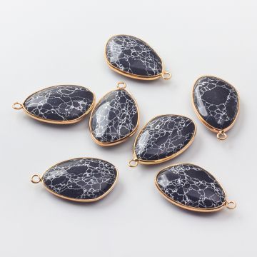 Jaspis cesarski zawieszka łezka nieregularna w okuciu 35mm