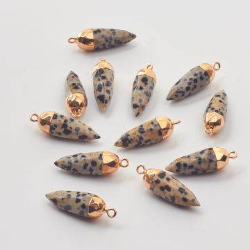 Jaspis dalmatyński zawieszka w okuciu grot fasetowany 27mm