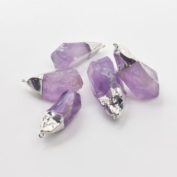 Ametyst zawieszka bryłka nieregularna w okuciu 30-50mm
