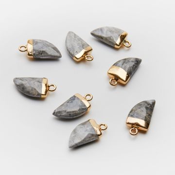 Jaspis szary kieł w okuciu zawieszka 10,5-16,5mm