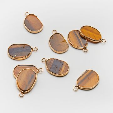 Tygrysie oko owal nieregularny zawieszka w okuciu 25mm