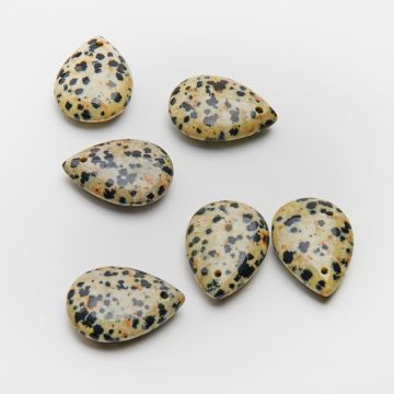 Jaspis dalmatyńczyk łezka gładka zawieszka 25x18mm