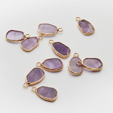 Ametyst owal płaski w okuciu zawieszka 20mm Ametyst owal płaski w okuciu zawieszka 20mm