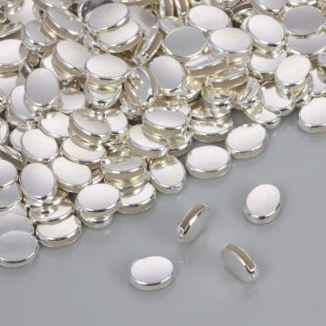 Owalna przekładka w srebrnym kolorze do rzemieni płaskich 10x7.5mm