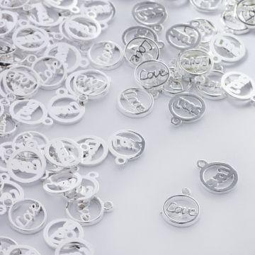 Metalowa zawieszka kółko z napisem love 10mm