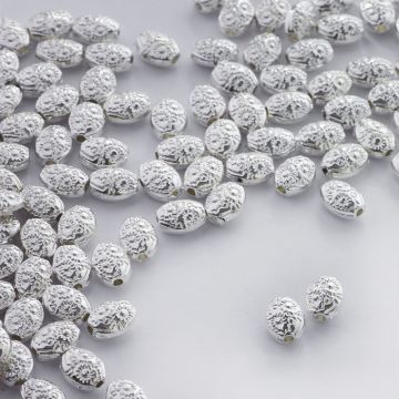 Metalowy koralik owal we wzorki 8mm