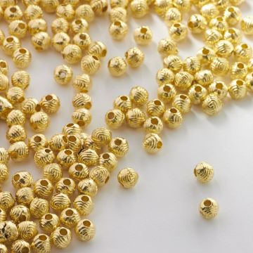 Metalowy koralik kulka w paski 5mm