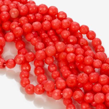 Koral bambusowy kulka fasetowana malinowa 7-8mm