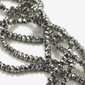 Kryształki oponki fasetowane silver 3,5x4mm