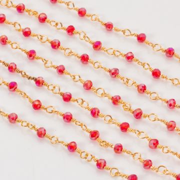 Łańcuch z kryształkami oponkami siam AB 3x4mm