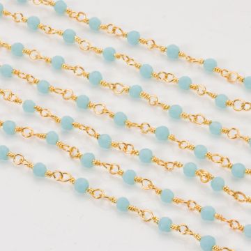 Łańcuch z kryształkami oponkami blue opal 3x4mm